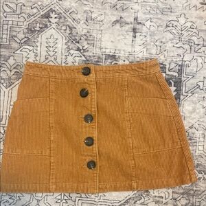Tan Corduroy Button-Front Skirt